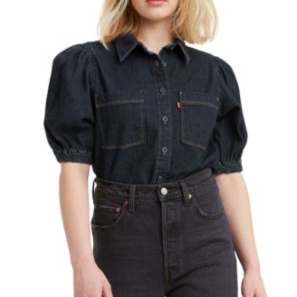 Levi's Women's Cropped Denim Jacket Dark Wash Size Medium